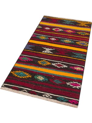 Grand Hedef Halı Anadolu El Dokuma Çizgili Desen Vintage Kilim