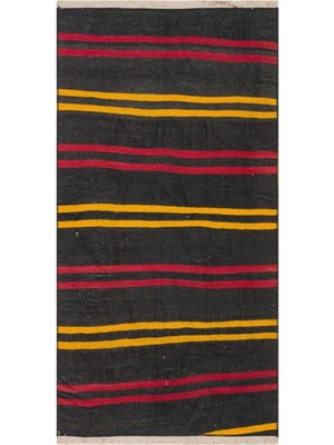 Grand Hedef Halı Gerçek El Dokuma Çizgili Desen Vintage Kilim