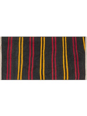 Grand Hedef Halı Gerçek El Dokuma Çizgili Desen Vintage Kilim