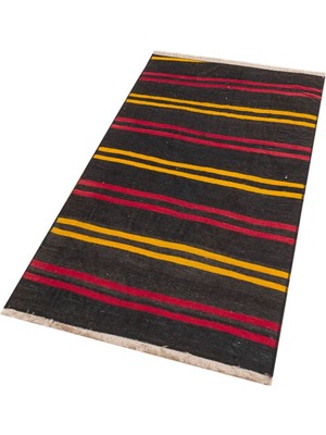 Grand Hedef Halı Gerçek El Dokuma Çizgili Desen Vintage Kilim