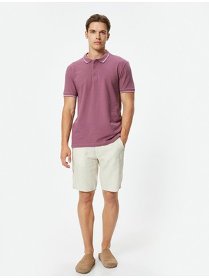 Koton Slim Fit Polo Tişört Kısa Kollu Çizgi Detaylı Pamuklu