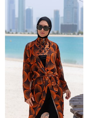 Remsa Mayo Remsa Tesettür Mayo Üzerine Tek Kaftan Kimono Pareo RP015 Retro