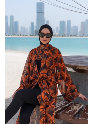 Remsa Mayo Remsa Tesettür Mayo Üzerine Tek Kaftan Kimono Pareo RP015 Retro