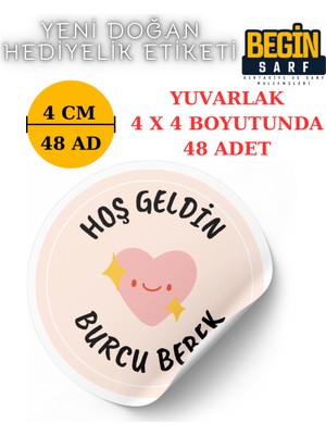 Begin Sarf 3 cm 4 cm 5cm 6 cm Yeni Doğan Bebek Hediyelik Etiketi Isim Tarih Yazılabilir Yuvarlak Etiket 009