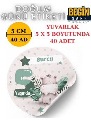 Begin Sarf 3 cm 4 cm 5 cm 6 cm Doğum Günü Hatırası Kişiye Özel Kendinden Yapışkanlı Etiket Yuvarlak 008