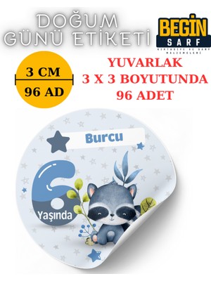 Begin Sarf 3 cm 4 cm 5 cm 6 cm Doğum Günü Hatırası Kişiye Özel Kendinden Yapışkanlı Etiket Yuvarlak 009