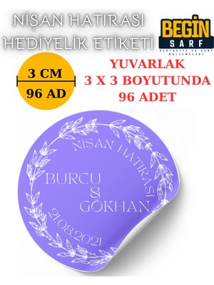 Begin Sarf 3 cm 4 cm 5 cm 6 cm Nişan Hatırası Etiketi Kendinden Yapışkanlı Kişiye Özel Yuvarlak 023