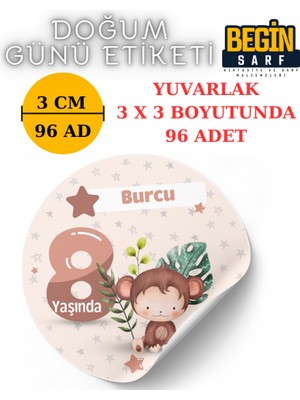 Begin Sarf 3 cm 4 cm 5 cm 6 cm Doğum Günü Hatırası Kişiye Özel Kendinden Yapışkanlı Etiket Yuvarlak 011