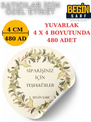 Begin Sarf 3 cm 4 cm 5 cm 6 cm Satıcılara Firmalara Özel Kendinden Yapışkanlı Etiket Yuvarlak 004