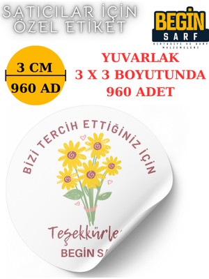 Begin Sarf 3 cm 4 cm 5 cm 6 cm Satıcılara Firmalara Özel Kendinden Yapışkanlı Etiket Yuvarlak 008