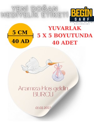 Begin Sarf 3 cm 4 cm 5cm 6 cm Yeni Doğan Bebek Hediyelik Etiketi Isim Tarih Yazılabilir Yuvarlak Etiket 011