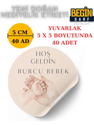 Begin Sarf 3 cm 4 cm 5cm 6 cm Yeni Doğan Bebek Hediyelik Etiketi Isim Tarih Yazılabilir Yuvarlak Etiket 005