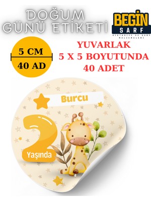 Begin Sarf 3 cm 4 cm 5 cm 6 cm Doğum Günü Hatırası Kişiye Özel Kendinden Yapışkanlı Etiket Yuvarlak 005