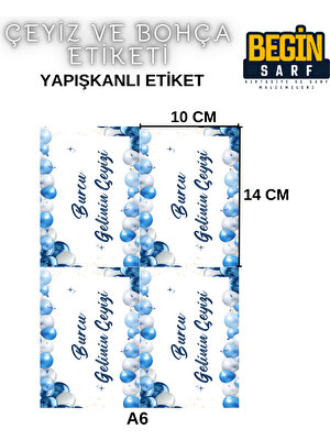 Begin Sarf A4 A5 A6 35 Adet Çeyiz Bohça Koli Paket Etiketi Isme Özel Yapışlanlı Etiket 020