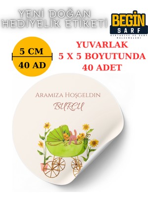 Begin Sarf 3 cm 4 cm 5cm 6 cm Yeni Doğan Bebek Hediyelik Etiketi Isim Tarih Yazılabilir Yuvarlak Etiket 012