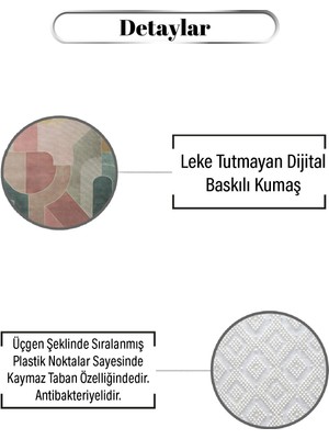 MarkaEv Dağınık Renkli Geometrik Desen Dijital Baskılı Kaymaz Zenit Halı