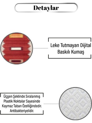 MarkaEv Kırmızı Bohem Desen Dijital Baskılı Kaymaz Zenit Halı