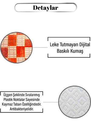 MarkaEv Parçalı Iskandinav Desen Dijital Baskılı Kaymaz Zenit Halı