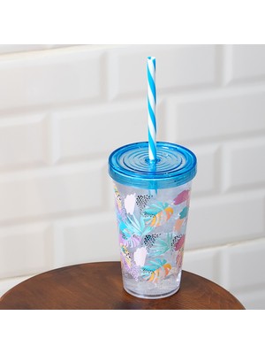 Porsima Pipetli Sızdırmaz Düz Kapaklı Plastik Bardak 660 cc