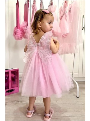 Modaviki Kelebek Detaylı Elbise Pembe MDVK142