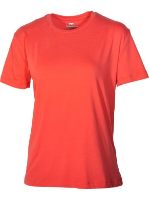 Shinzone Kadın Bisiklet Yaka Basic Nar Çiçeği T-Shirt