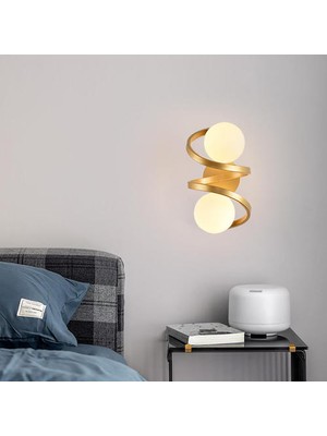 YHome Üç Renk Işığı Değiştiren Cam Çift Top Duvar Sconce, Üst ve Alt G9 Yuvarlak Top Başucu Duvar Işığı Yatak Odası, Koridor (Yurt Dışından)