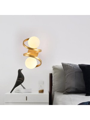 YHome Üç Renk Işığı Değiştiren Cam Çift Top Duvar Sconce, Üst ve Alt G9 Yuvarlak Top Başucu Duvar Işığı Yatak Odası, Koridor (Yurt Dışından)