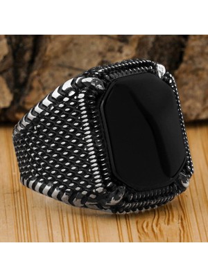 Takıhan 925 Ayar Gümüş Oniks Taşlı Yüzük