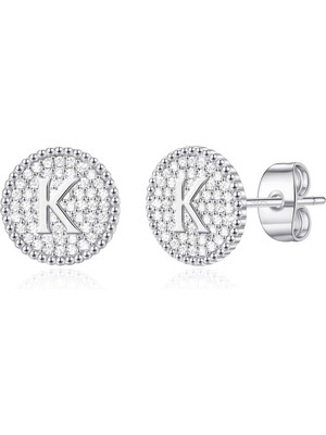 Cktjewelry Laatikui Damızlık Küpe Kadınlar Için S925 Gümüş Post Kübik Zirkonya Disk Hipoalerjenik Küpe (Yurt Dışından)