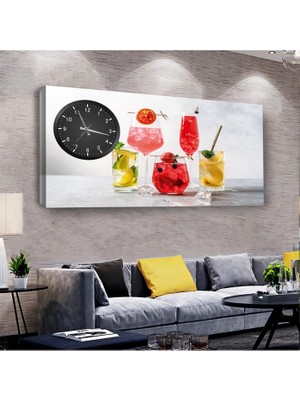 Zevahir Mobilya Dekorasyon Mojito Saatli Ahşap Şase Dijital Baskı Kanvas Tablo 50 x 100 cm