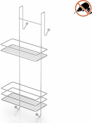 Teknotel LM-065 Asmalı 2 Katlı Düz Banyo Duşakabin Rafı Krom