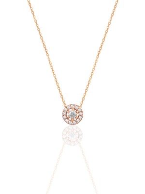 Söğütlü Silver Gümüş Rose Zirkon Taşlı Pırlanta Modeli Tiny Kolye SGTL12507ROSE