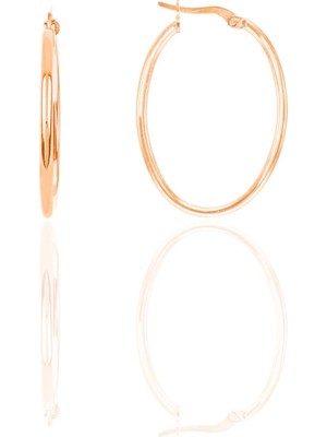 Söğütlü Silver Gümüş Rose Oval Şarnel Halka Küpe  SGTL12509ROSE