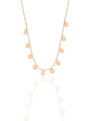 Söğütlü Silver Gümüş Rose Yuvarlak Pullu Kolye  SGTL12510ROSE