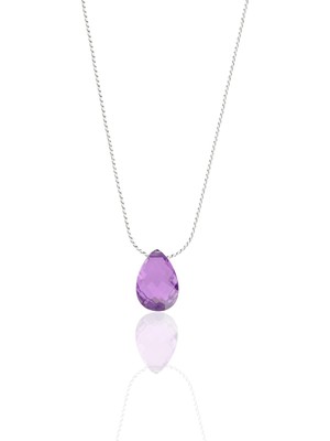 Söğütlü Silver Gümüş Rodyumlu Ametis Taşlı Hayalet Kolye SGTL12514MOR
