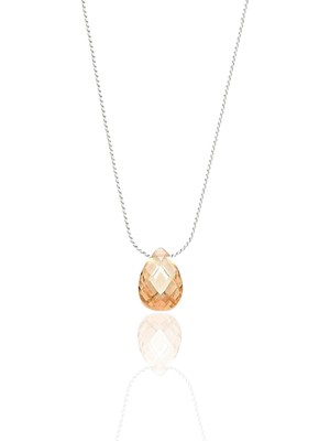 Söğütlü Silver Gümüş Rodyumlu Topaz Taşlı Hayalet Kolye SGTL12514SARI