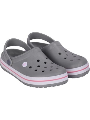 Liger Unisex Gri-Pudra Confort Medikal Hemşire Sabo Terlik Yumuşak Eva Taban ile Konforlu Kullanım