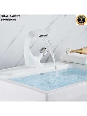 OEM Banyo Lavabo Bataryası Beyaz Şelale Tasarım 7 Yıl Garantili