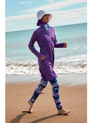 Marina Paraşüt Mor Tam Kapalı Tesettür Mayo M2492