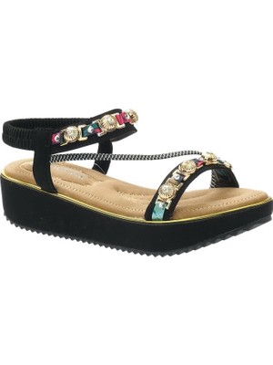 Voyager Kadın Dolgu Boncuklu Aksesuarlı Rahat Yumuşak Taban Sandalet 9651