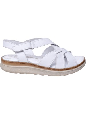Iskarpin 104 Beyaz Kadın Deri Sandalet