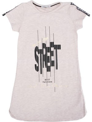 Bebelop Baskılı Taş Detaylı Kolları Biyeli Elbise