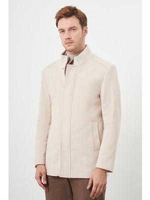 Morven  Erkek Bej Çıtçıtlı  Hakim Yaka Kaşe Kaban