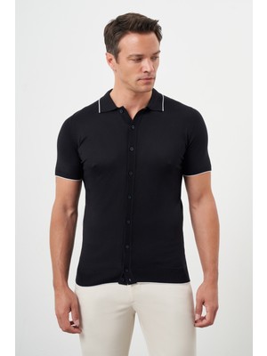 Morven  Erkek Lacivert Trend Polo Yaka Dynamic Fit T-Shirt