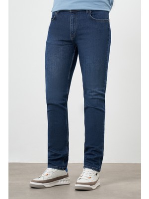 Morven  Erkek Mavi Denim 5 Cep Dynamic Fit Jean Kot Pantolon