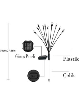 Rosemor 8 Ledli Güneş Enerjili Bahçe Aydınlatma Ateş Böceği  Dış Dekoratif Bahçe Lambaları