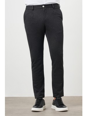 Morven  Erkek Siyah Poliviskon Trend Pileli Slim Fit Spor Pantolon