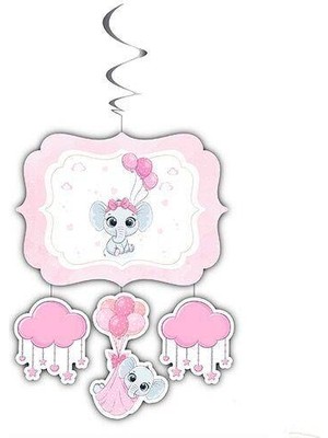 Parti Dükkanım Fil Temalı Büyük Tavan Süs Pembe 33X130 cm