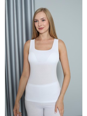 Kadın Modal Kalın Askı Beyaz Atlet C2T1N0O108