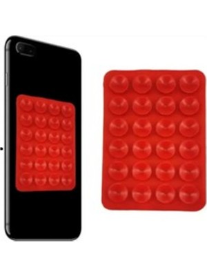 HappyCase Silikon Vakumlu Telefon Tutucu, Cep Telefonu Için Silikon Yapışkanlı, Kaymaz Vantuz Telefon Tutucu Kırmızı